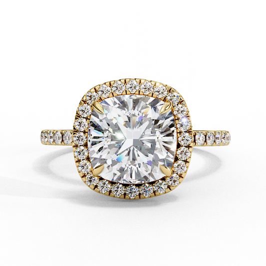 Cushion Crown Diamond Ring in Yellow Gold