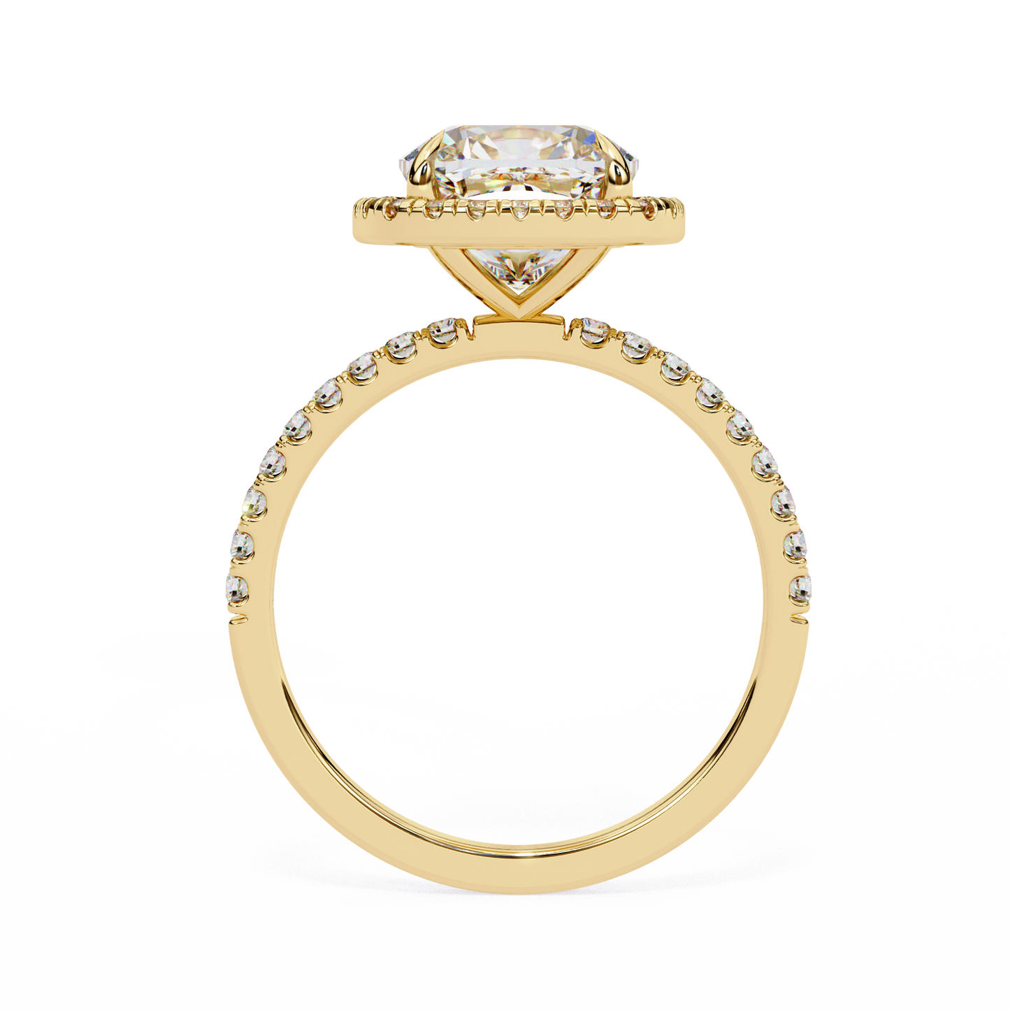 Cushion Crown Diamond Ring in Yellow Gold