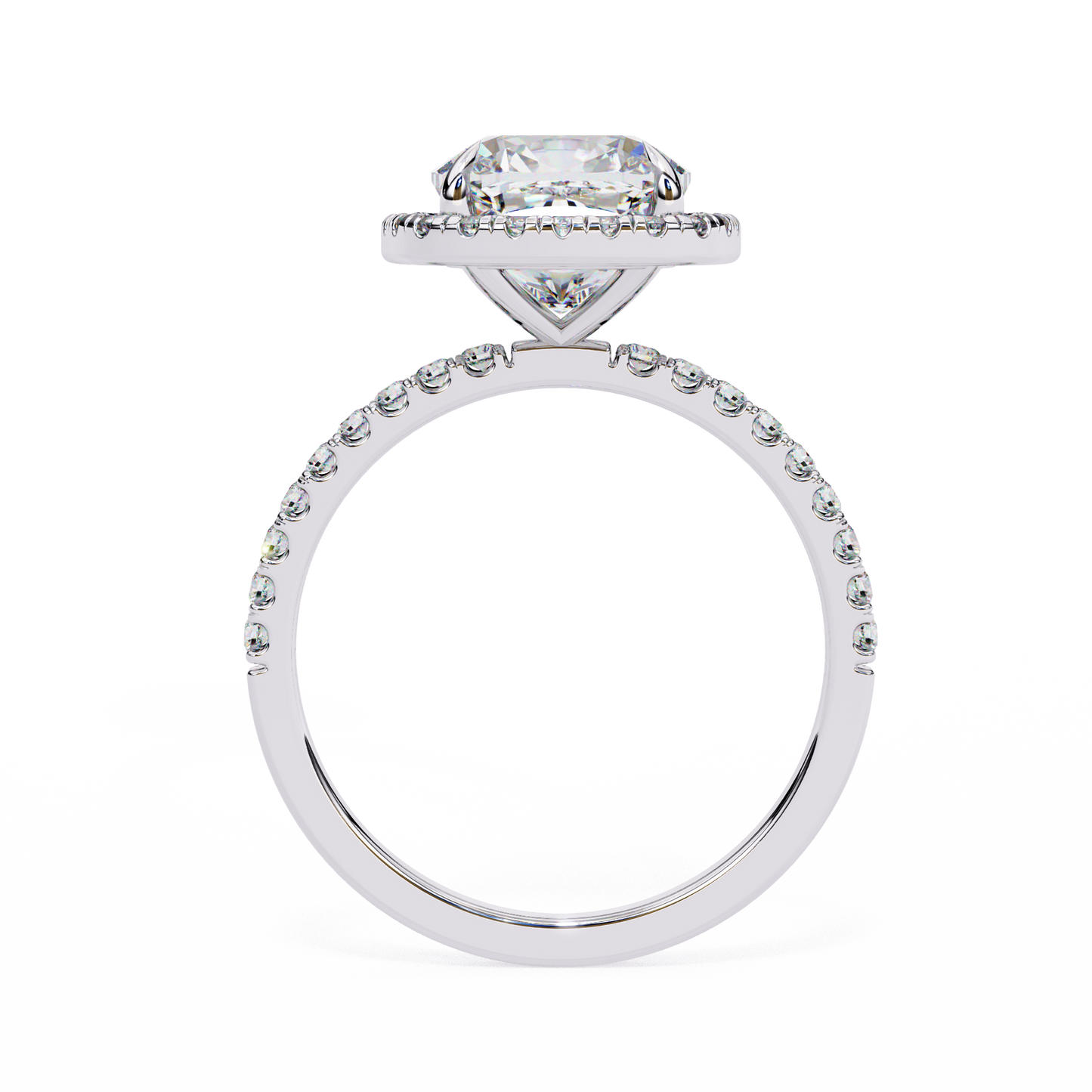 Cushion Crown Diamond Ring in White Gold