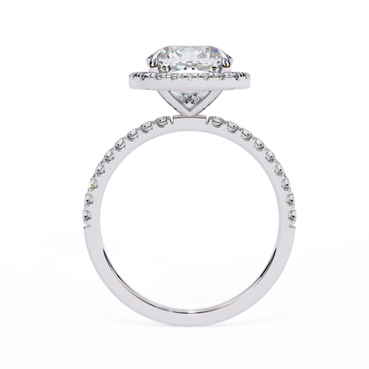Cushion Crown Diamond Ring in White Gold