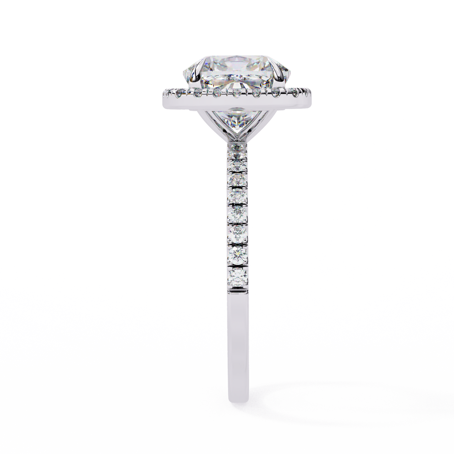 Cushion Crown Diamond Ring in White Gold