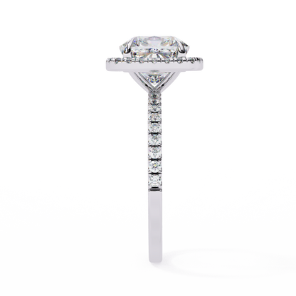 Cushion Crown Diamond Ring in White Gold