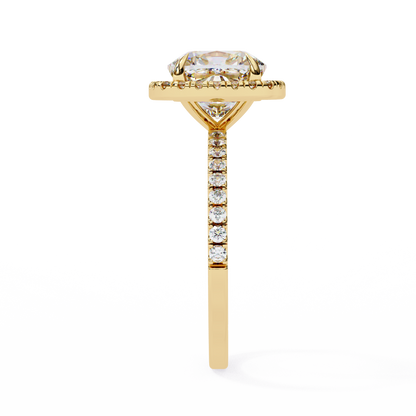 Cushion Crown Diamond Ring in Yellow Gold