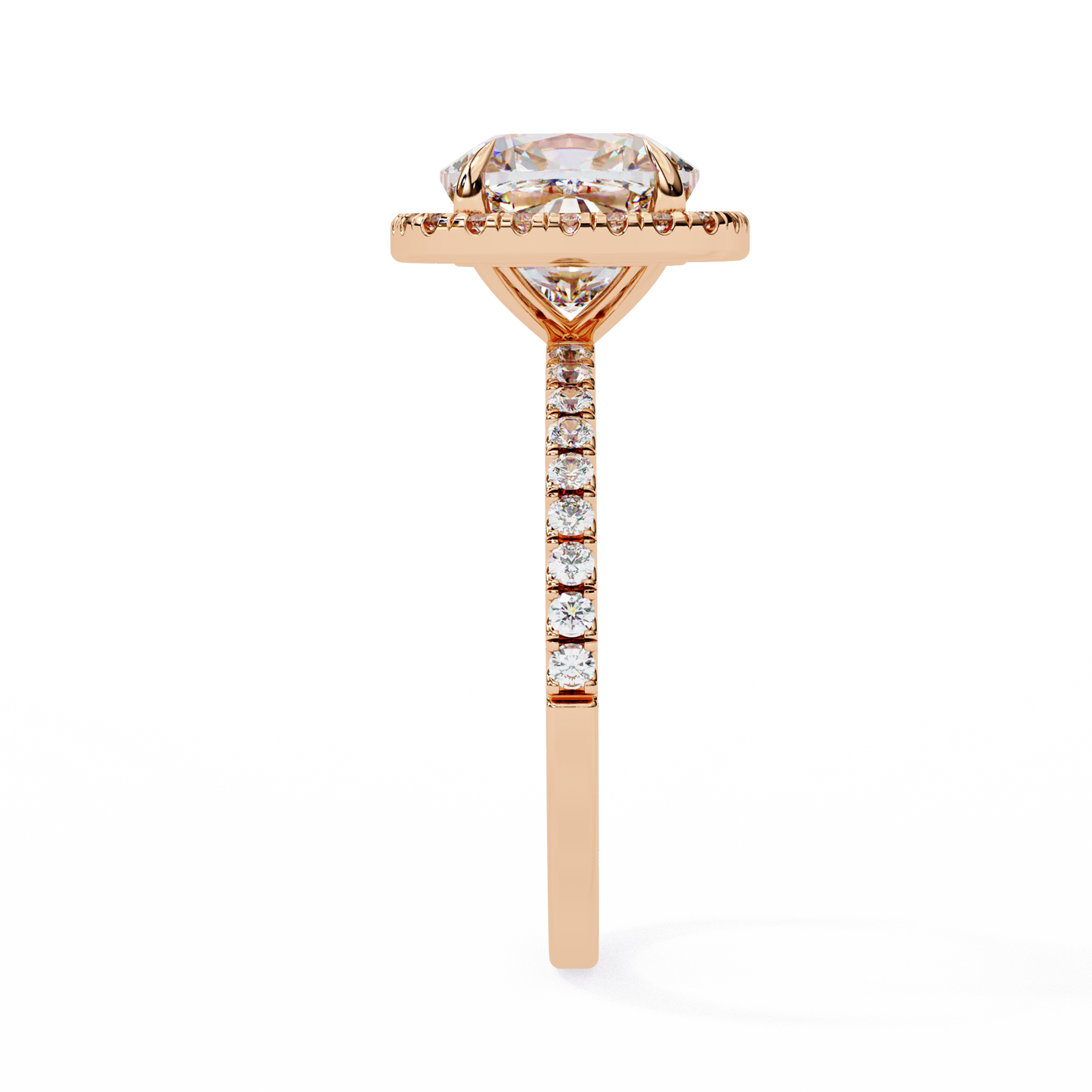 Cushion Crown Diamond Ring in Rose Gold