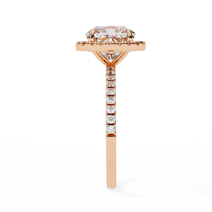 Cushion Crown Diamond Ring in Rose Gold