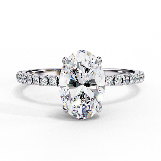 Radiance Oval Halo Ring in White Gold