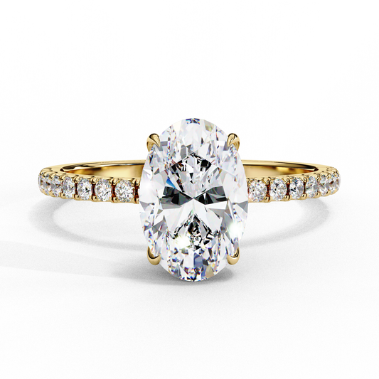 Radiance Oval Halo Ring in Yellow Gold