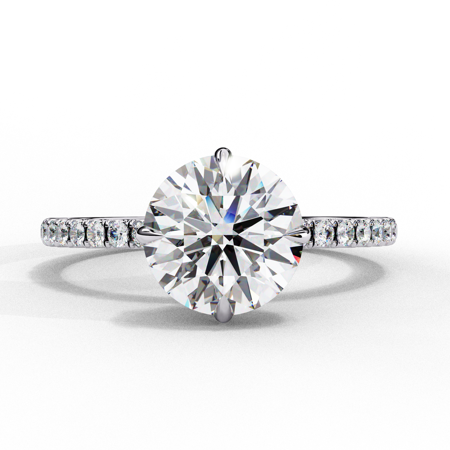 Luxe Round Solitaire Ring In White Gold