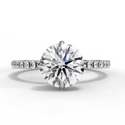 Luxe Round Solitaire Ring In White Gold