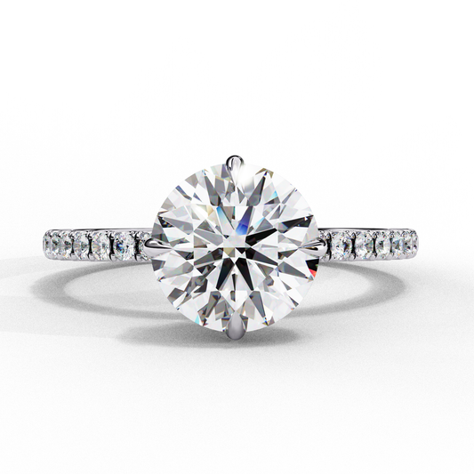 Luxe Round Solitaire Ring In White Gold