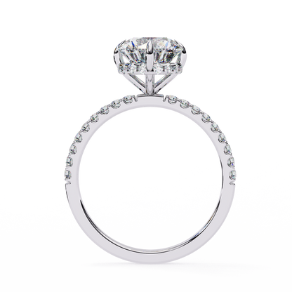 Luxe Round Solitaire Ring In White Gold