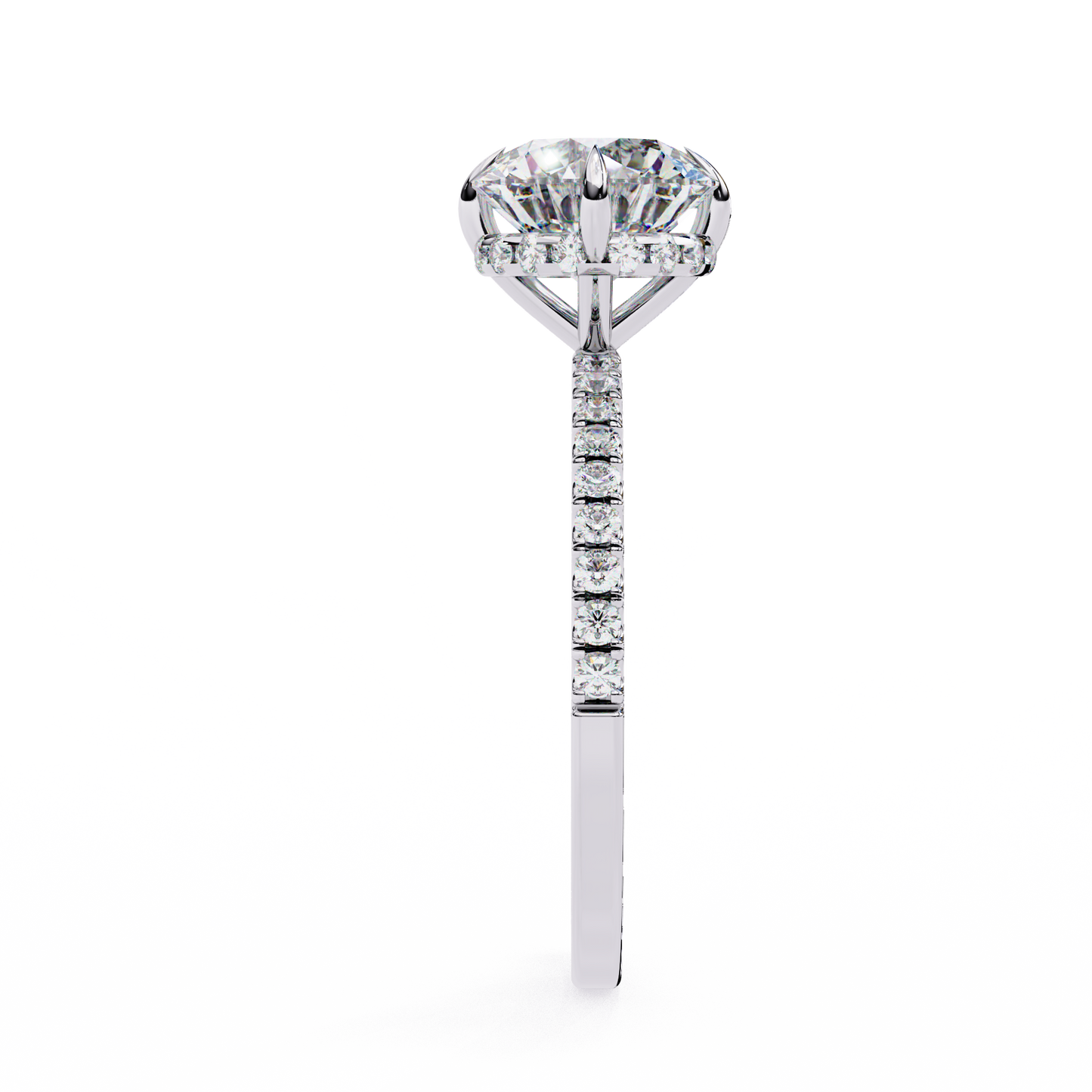 Luxe Round Solitaire Ring In White Gold