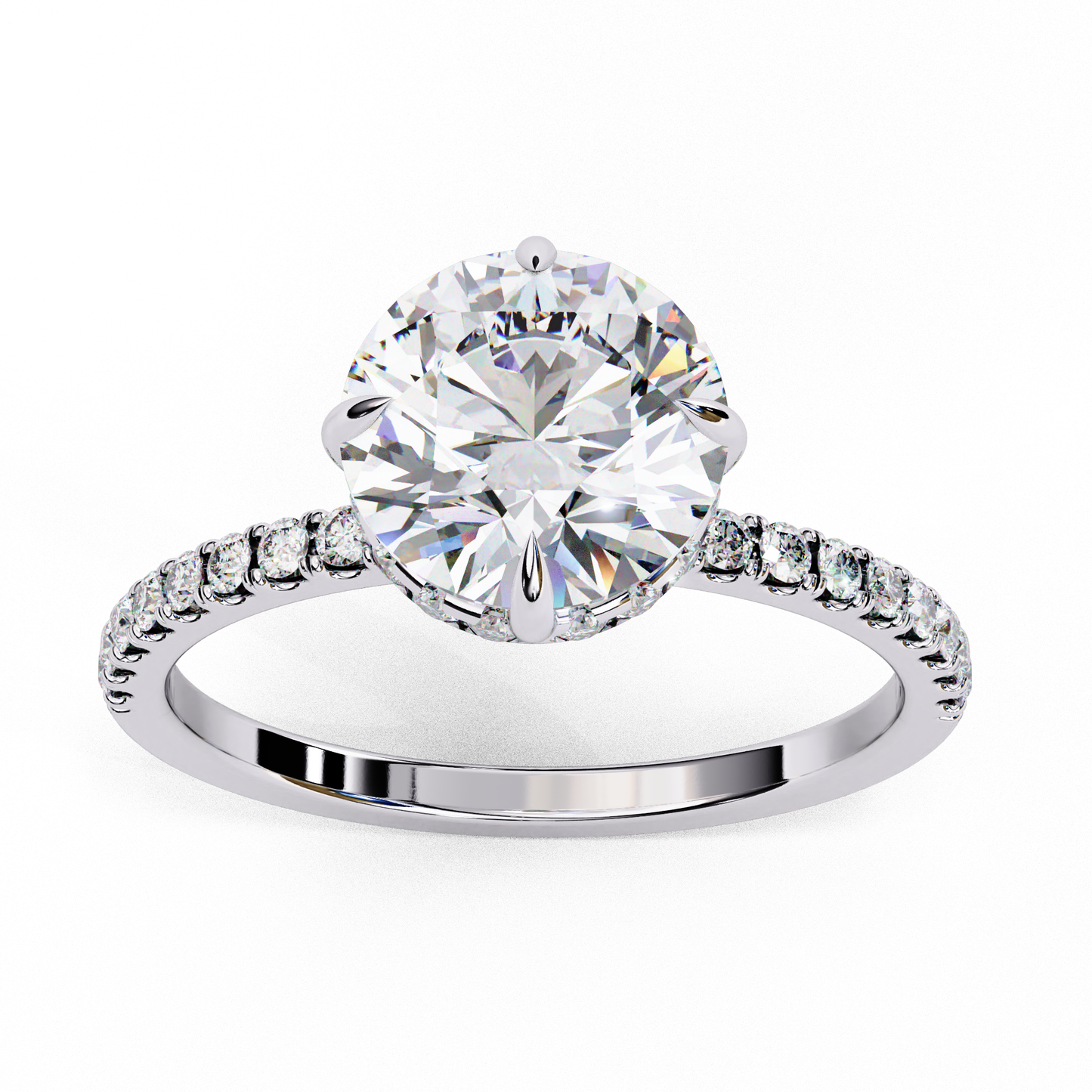 Luxe Round Solitaire Ring In White Gold