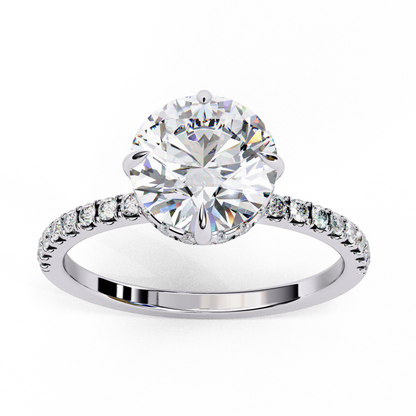 Luxe Round Solitaire Ring In White Gold
