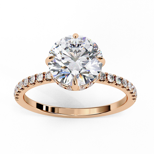 Luxe Round Solitaire Ring In Rose Gold