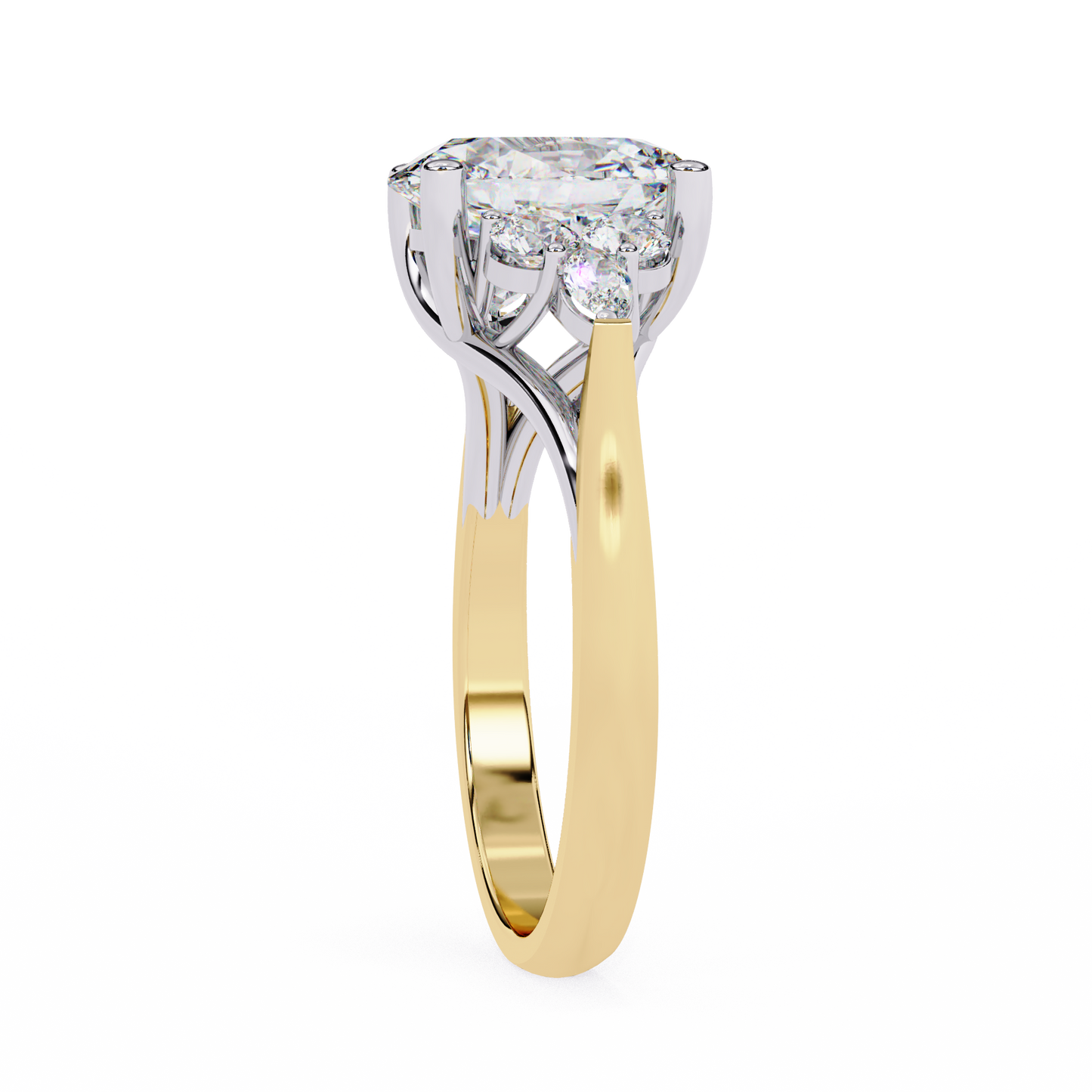 Trinity Oval Blossom Ring In Yellow Gold