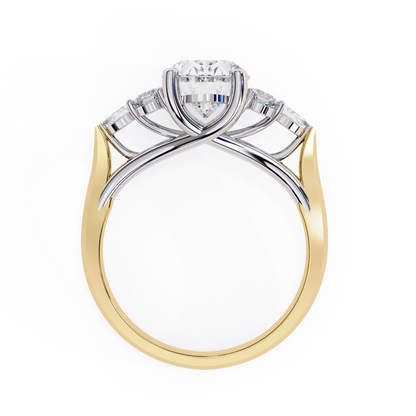 Trinity Oval Blossom Ring In Yellow Gold