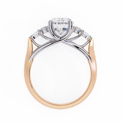 Trinity Oval Blossom Ring In Rose Gold