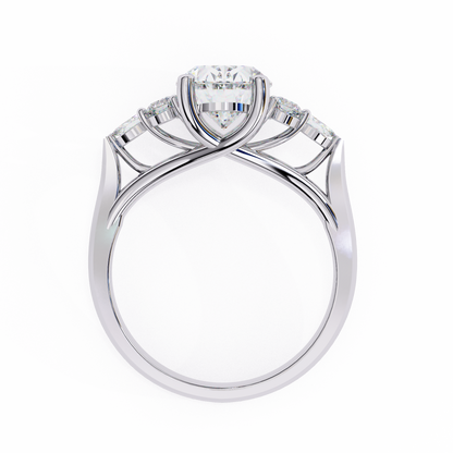 Trinity Oval Blossom Ring In White Gold