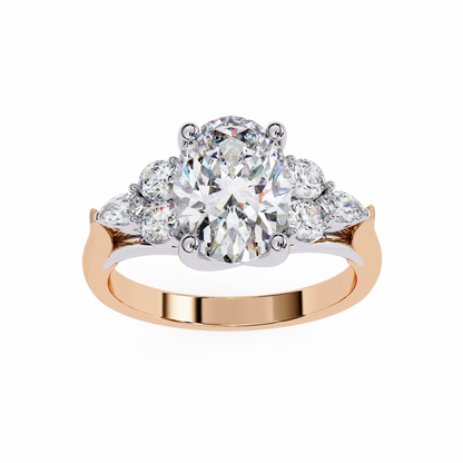 Trinity Oval Blossom Ring In Rose Gold