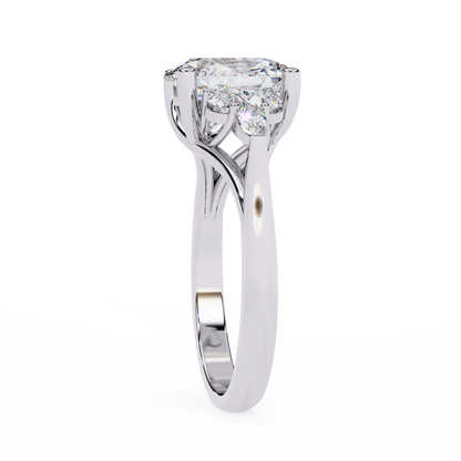 Trinity Oval Blossom Ring In White Gold