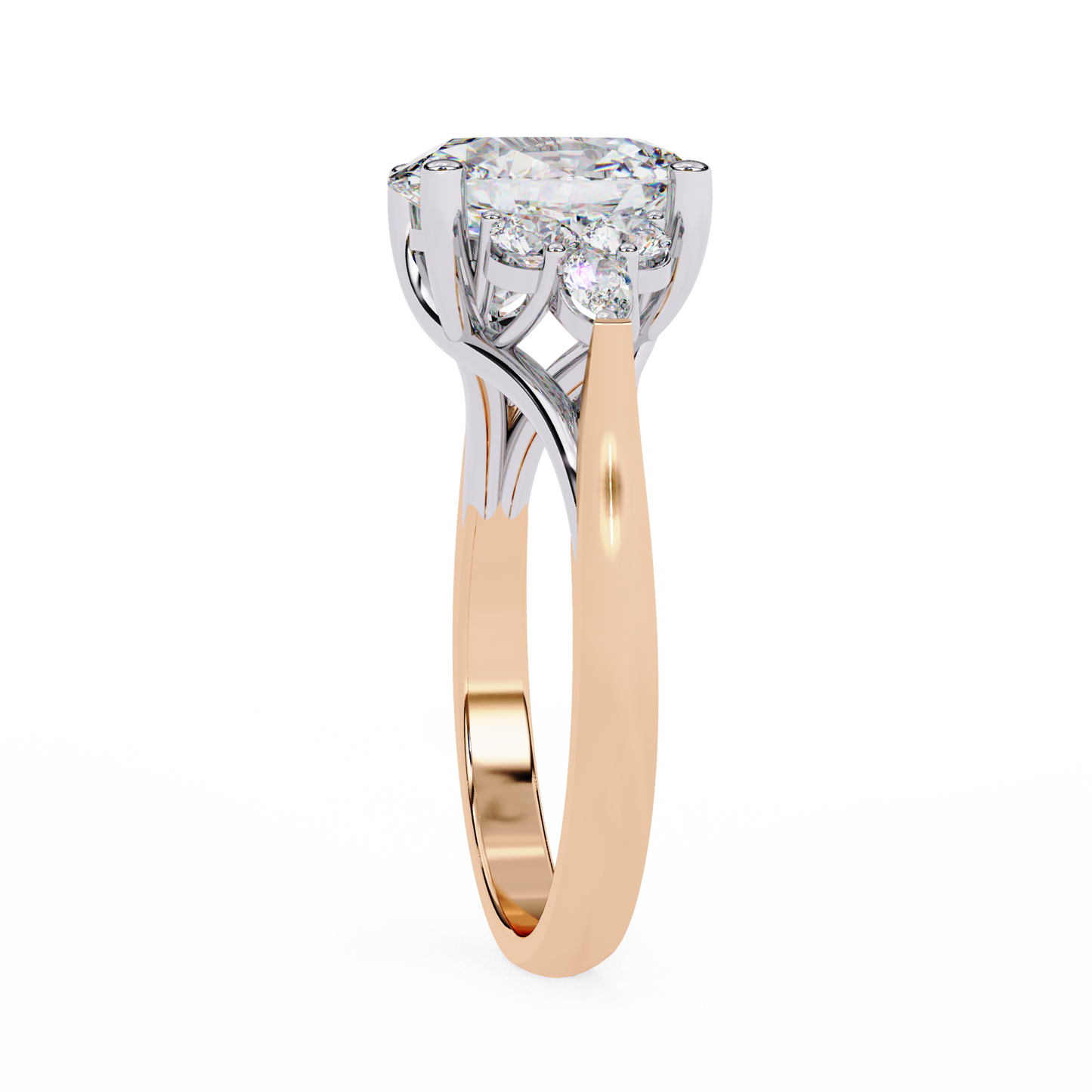 Trinity Oval Blossom Ring In Rose Gold