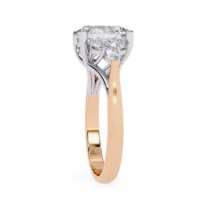 Trinity Oval Blossom Ring In Rose Gold