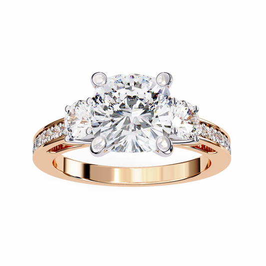 Luxe Trifecta Diamond Ring in Rose Gold