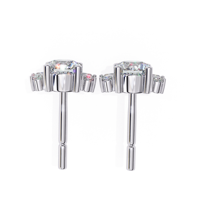  Elegant white-gold stud earrings featuring a radiant diamond design with beautiful surrounding accents.