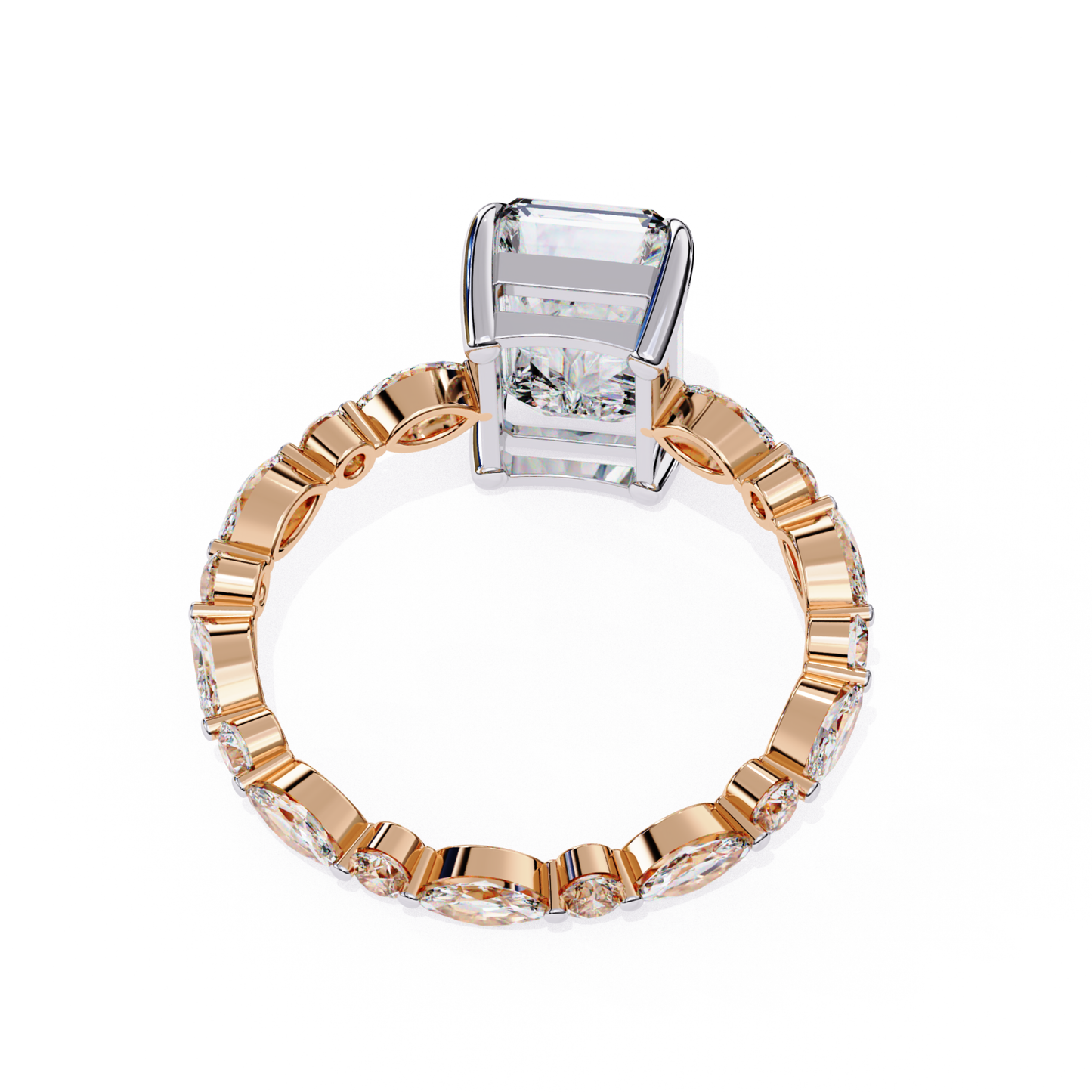 Radiant cut diamond on rose gold band
Rose gold ring with radiant center
Radiant diamond ring front view
Rose gold radiant stone ring
Radiant diamond ring close view
Rose gold band with radiant diamond
Radiant center stone rose gold ring
Rose gold radiant diamond design
Radiant cut diamond ring rose gold
Rose gold ring featuring radiant diamond