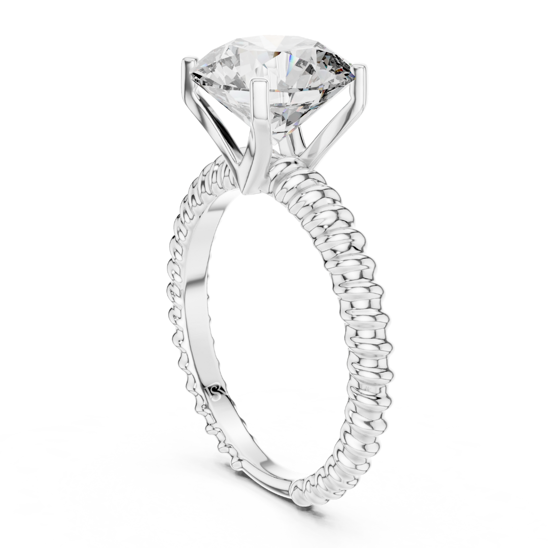 Rope style solitaire diamond ring side view
Solitaire diamond ring rope texture side
Round solitaire diamond ring rope band side
Rope finish solitaire diamond ring profile
Classic solitaire diamond ring rope side
Bridal solitaire diamond ring rope detail
Luxury solitaire diamond ring rope band side
Minimal solitaire diamond ring rope side look
Fine solitaire diamond ring rope texture
Solitaire diamond ring rope design side