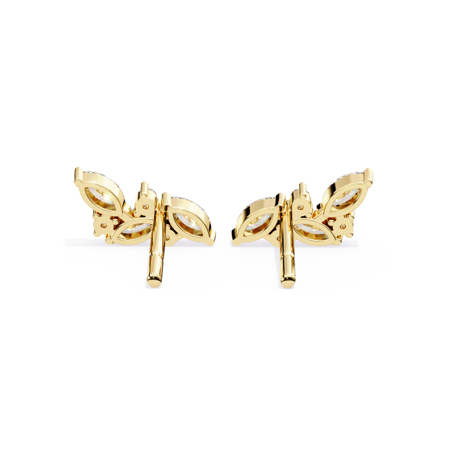  Delicate rose-gold stud earrings with sparkling stones, perfect for a touch of luxury.