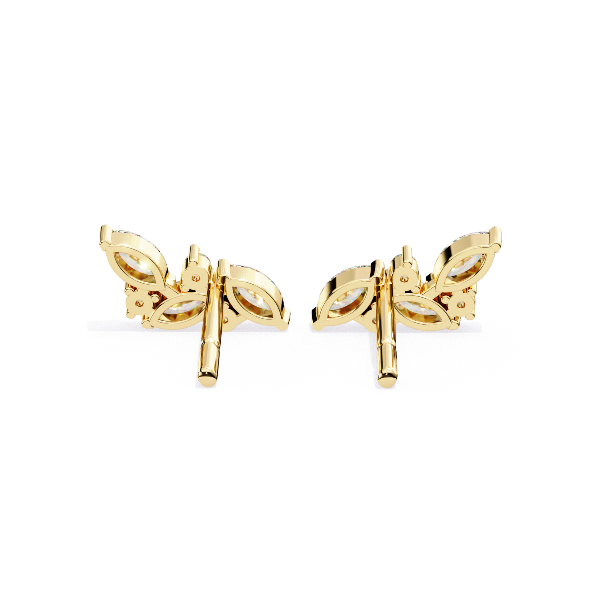  Delicate rose-gold stud earrings with sparkling stones, perfect for a touch of luxury.