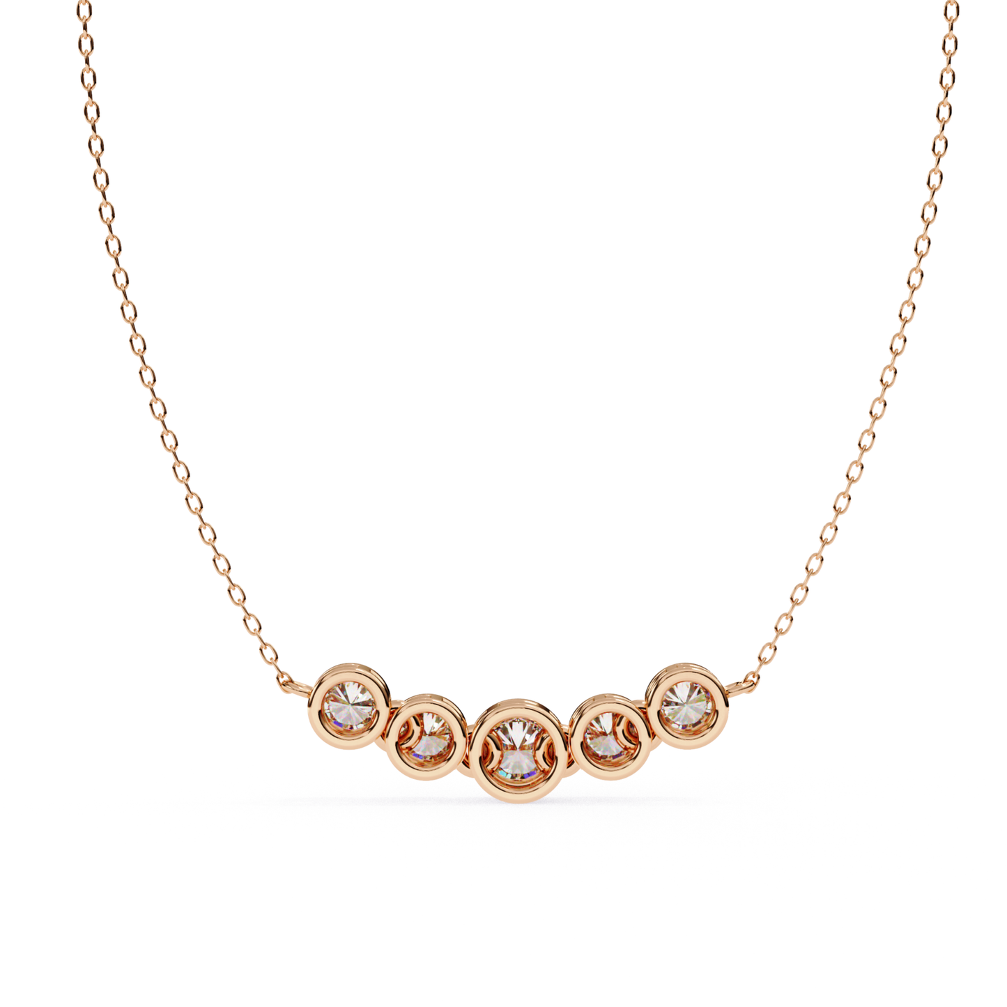 Rose gold diamond necklace back chain detail