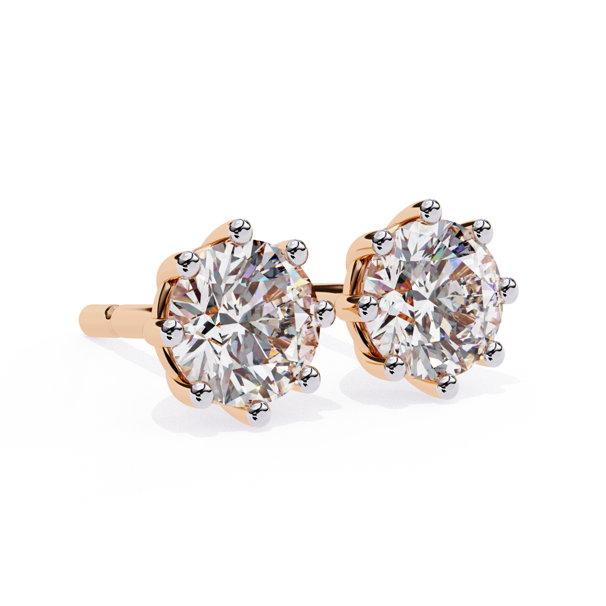 Gorgeous rose gold stud earrings with a floral diamond arrangement, bringing a touch of elegance to any ensemble.