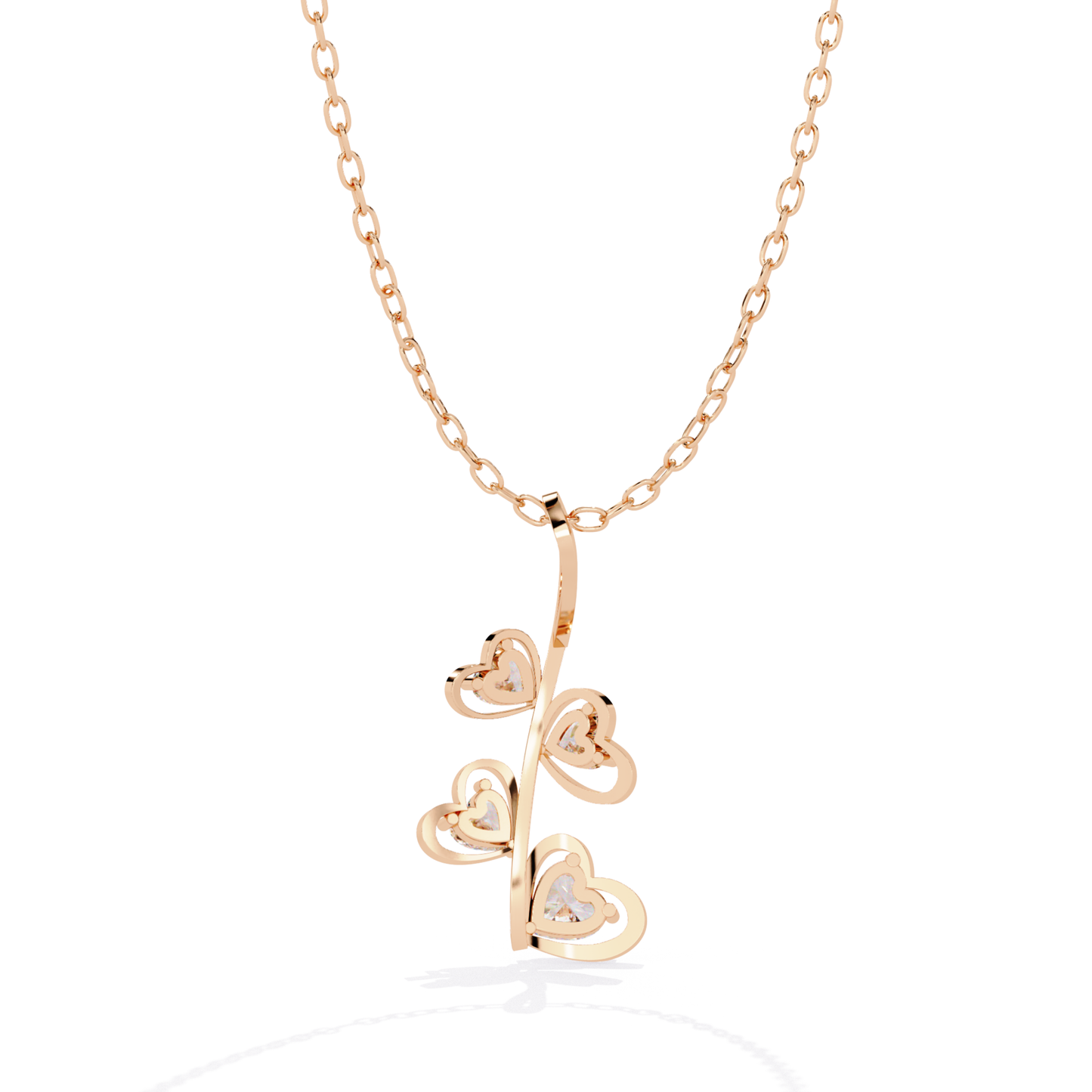Rose gold heart diamond pendant clean view