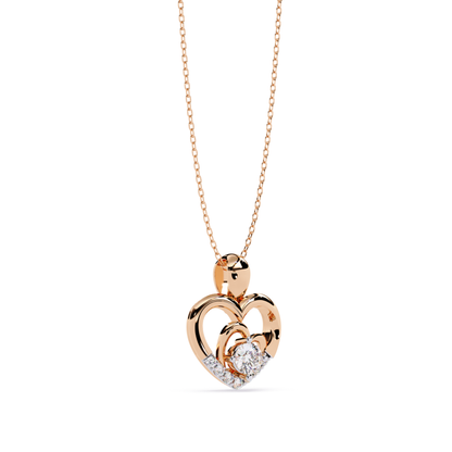 Rose gold heart diamond pendant front view