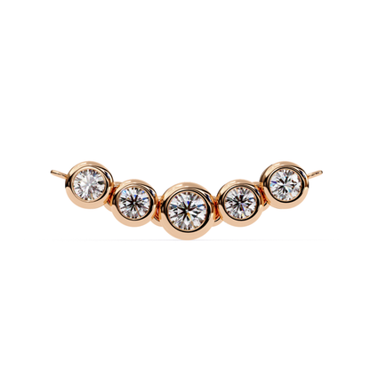 Rose gold bar with round bezel diamonds