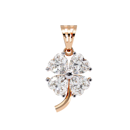 Rose gold flower pendant with round diamond setting