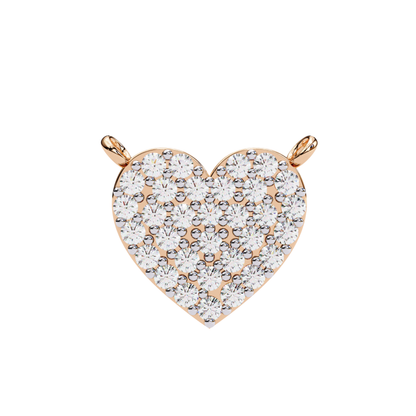 Rose gold heart pendant with round diamond setting front view