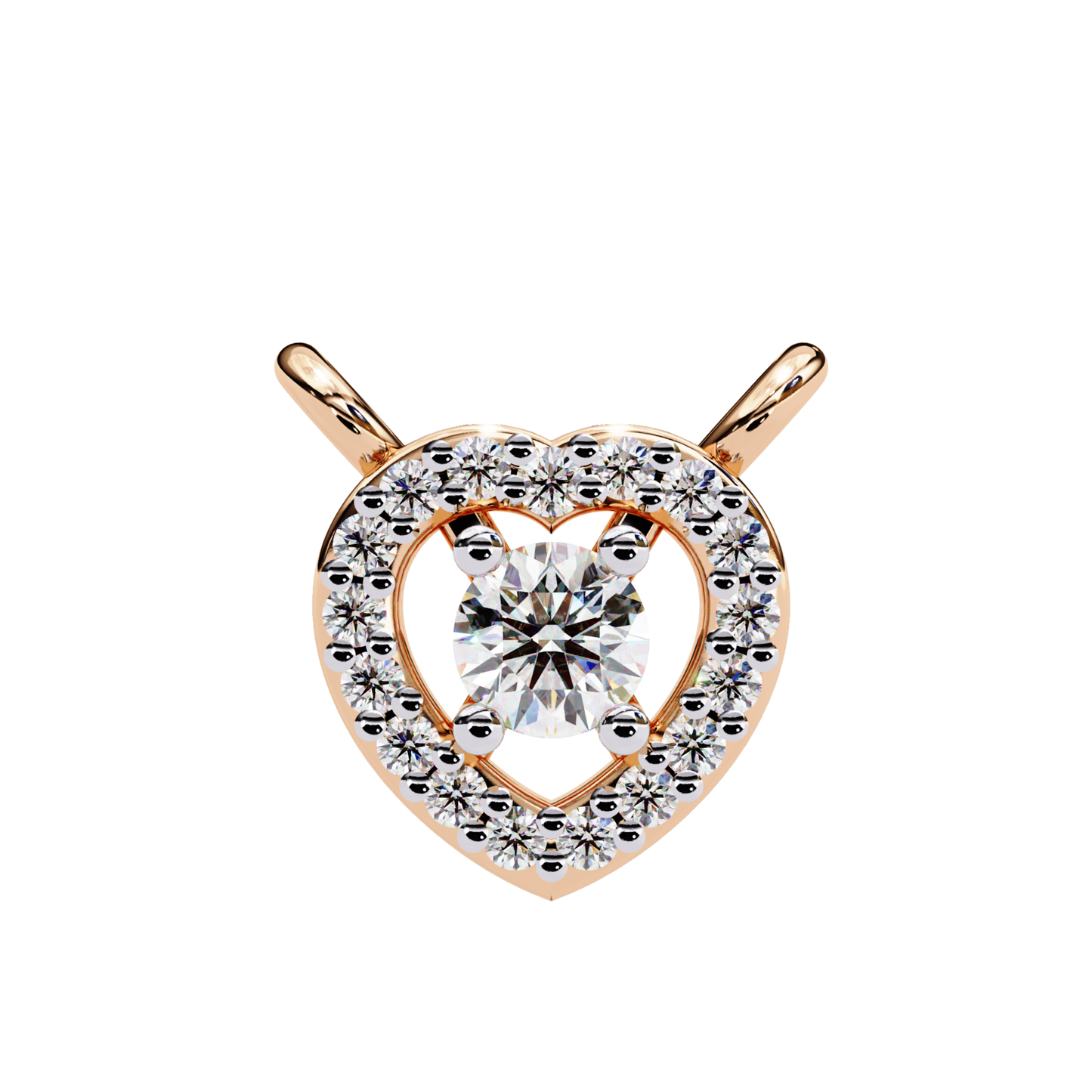 A beautiful rose gold heart pendant with diamonds, ideal for a romantic or anniversary gift.