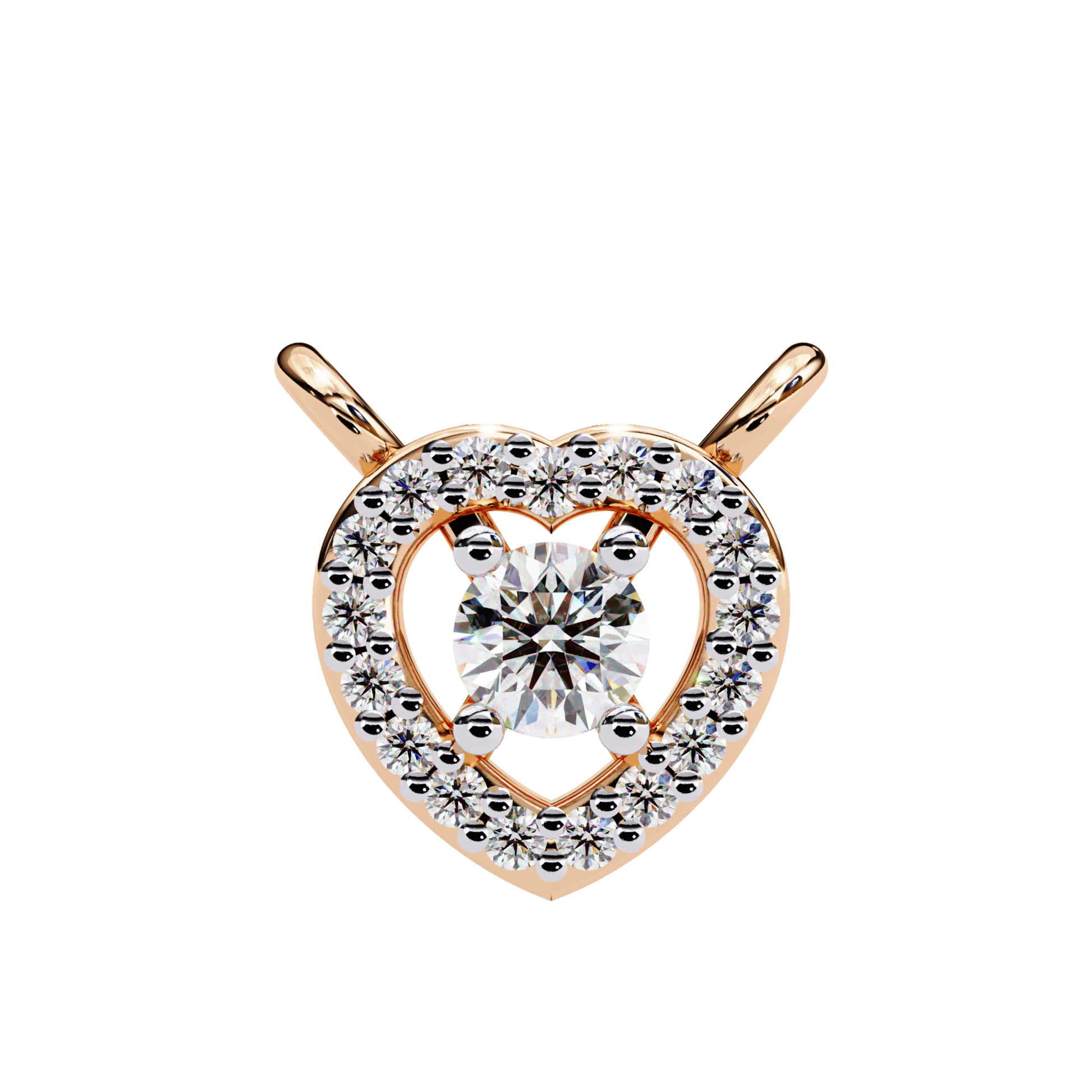 A beautiful rose gold heart pendant with diamonds, ideal for a romantic or anniversary gift.