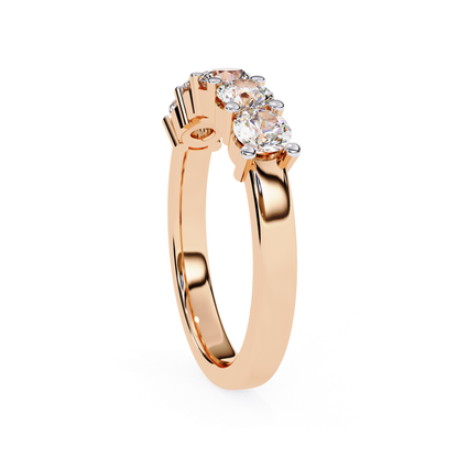 Rose gold ring side profile view
Rose gold band with raised diamonds
Side angle rose gold diamond ring
Profile view rose gold ring design
Rose gold band showing diamond setting
Side view of rose gold diamond band
Rose gold ring with visible prong work
Profile design of rose gold band
Side detail of rose gold diamond ring
Rose gold band side structure