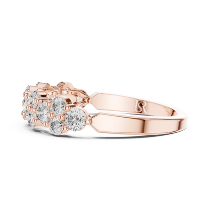 Angled view rose gold diamond cluster band ring
Rose gold round diamond band angled profile
Diamond cluster wedding band angled view
Rose gold multi diamond ring close view
Round diamond stackable band angled style
Shared prong diamond band rose gold ring
Rose gold floral diamond ring angled view
Minimal diamond cluster band rose gold
Round diamond anniversary band rose gold ring
Rose gold diamond statement band angled view