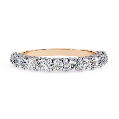 Rose gold diamond half band
Rose gold ring with round diamonds
Diamond set rose gold band
Rose gold diamond band front
Round diamond rose gold ring
Rose gold band with diamonds
Diamond row rose gold ring
Rose gold diamond ring view
Polished rose gold diamond band
Rose gold ring diamond setting