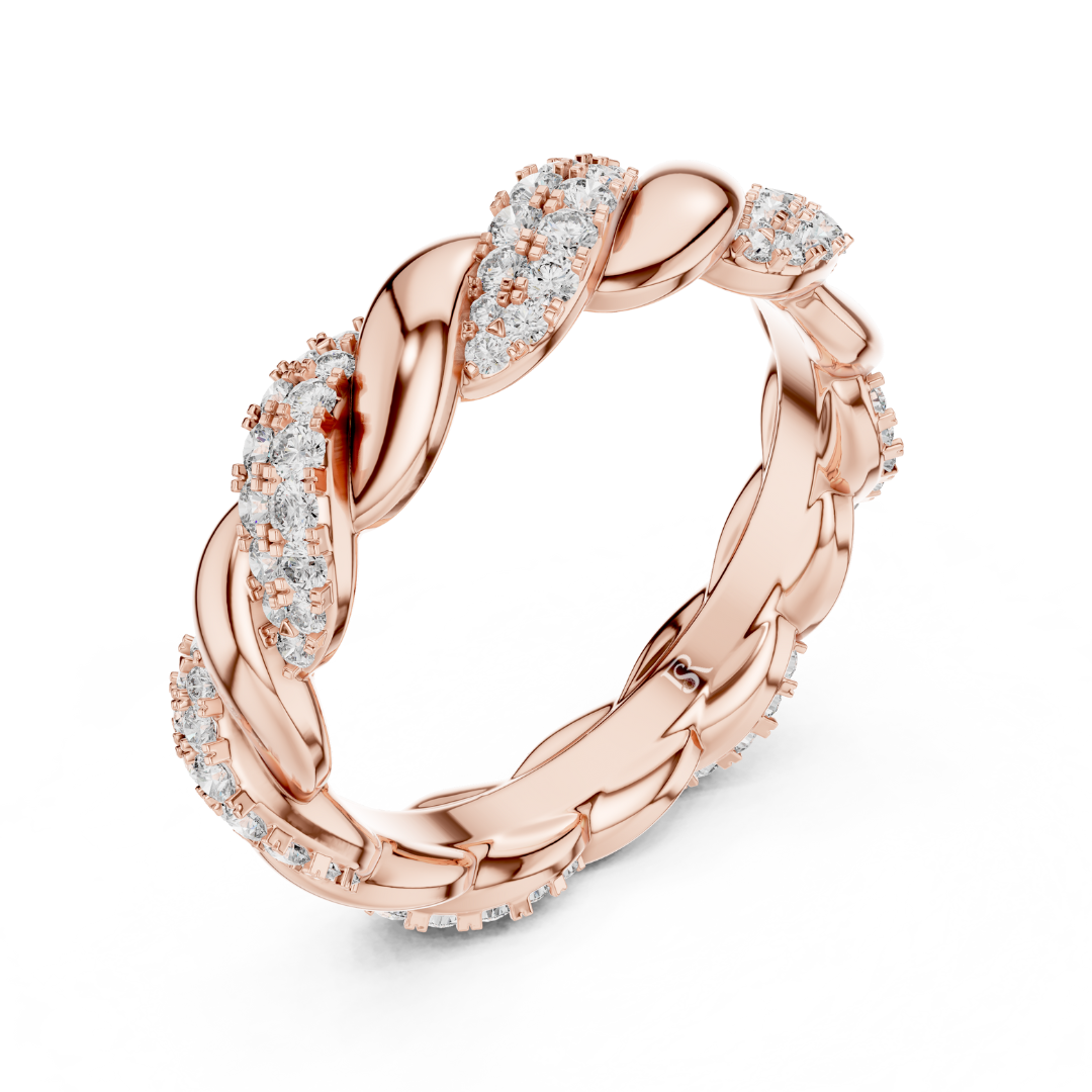 Rose gold diamond leaf twist eternity band
Twisted leaf diamond ring in rose gold
Rose gold braided diamond eternity ring
Diamond leaf pattern twisted band ring
Rose gold curved leaf diamond band
Nature inspired twisted diamond ring
Rose gold diamond leaf wedding band
Twisted rose gold eternity band with diamonds
Elegant leaf style diamond band ring
Rose gold diamond twist pattern ring