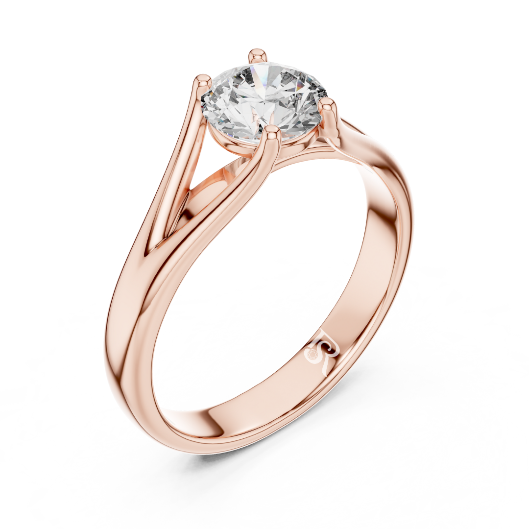Rose gold diamond solitaire ring angle view
Rose gold round diamond ring side angle
Rose gold solitaire diamond ring prong view
Rose gold diamond ring curved band
Rose gold solitaire ring angled profile
Rose gold diamond ring side setting
Rose gold round diamond solitaire angle
Rose gold diamond ring smooth finish
Rose gold solitaire ring band detail
Rose gold diamond ring close angle