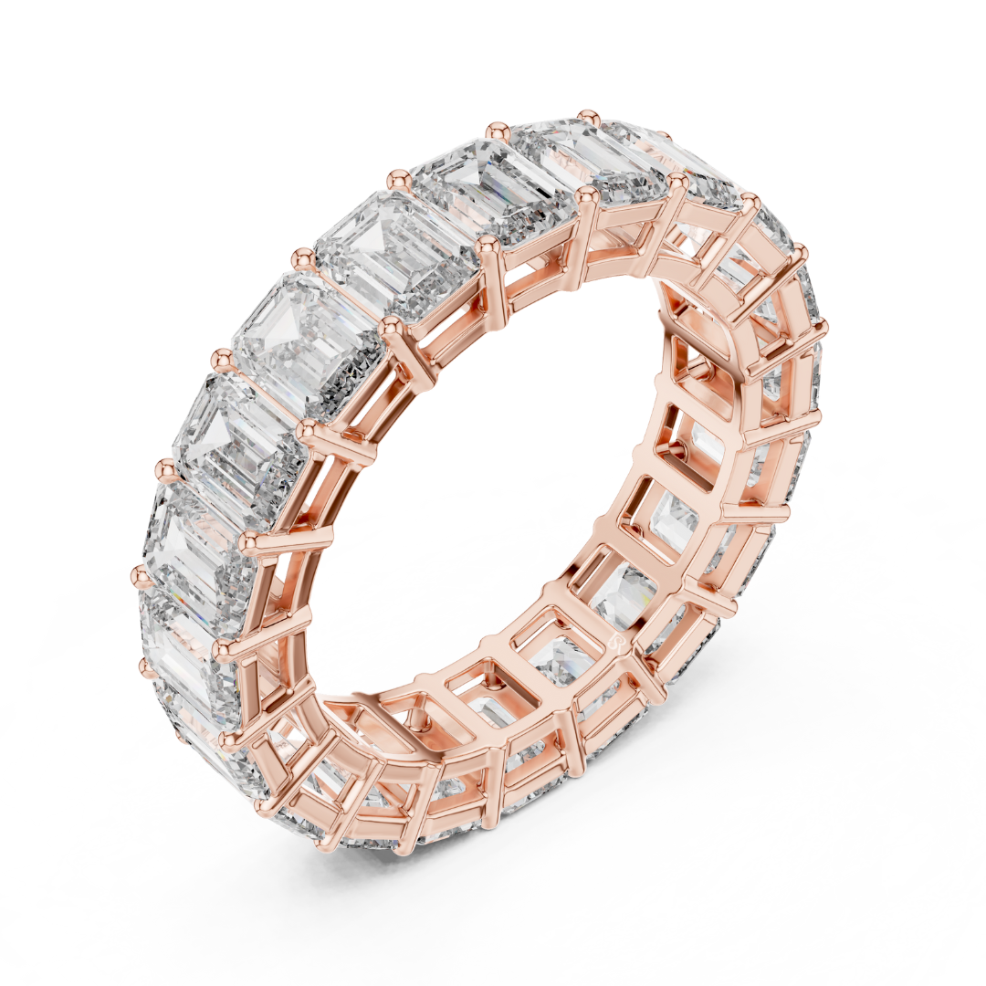Rose gold emerald cut diamond eternity ring angle view
Angled view of emerald diamond eternity band in rose gold
Rose gold eternity ring with emerald cut diamonds
Luxury emerald cut diamond band ring in rose gold
Elegant rose gold full eternity diamond ring
Statement emerald diamond eternity band side angle
Fine rose gold ring with emerald cut diamonds
Prong set emerald cut diamond eternity ring
Premium rose gold eternity band with large diamonds
Modern emerald cut diamond ring perspective view
