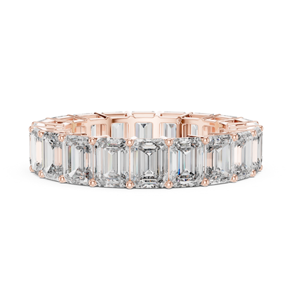Rose gold emerald cut diamond eternity ring front view
Front view of emerald diamond eternity band in rose gold
Rose gold eternity ring with emerald cut diamonds
Luxury emerald cut diamond band ring in rose gold
Elegant rose gold full eternity diamond ring
Statement emerald diamond eternity band front angle
Fine rose gold ring with emerald cut diamonds
Prong set emerald cut diamond eternity ring
Premium rose gold eternity band with large diamonds
Modern emerald cut diamond ring front profile