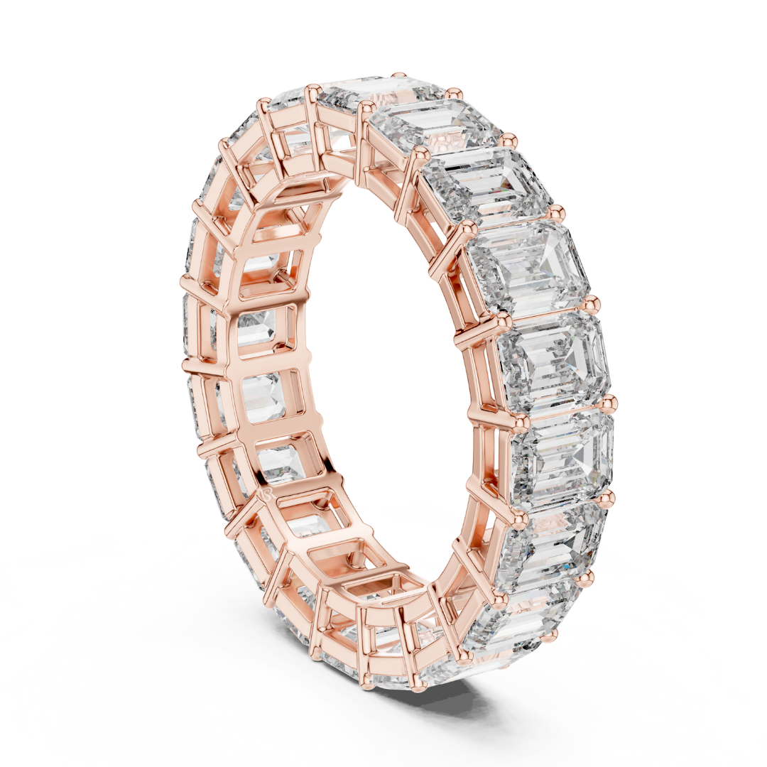 Rose gold emerald cut diamond eternity ring side view
Side profile of emerald diamond eternity band in rose gold
Rose gold eternity ring with emerald cut diamonds
Luxury emerald cut diamond band ring in rose gold
Elegant rose gold full eternity diamond ring
Statement emerald diamond eternity band side profile
Fine rose gold ring with emerald cut diamonds
Prong set emerald cut diamond eternity ring
Premium rose gold eternity band with large diamonds
Modern emerald cut diamond ring vertical angle